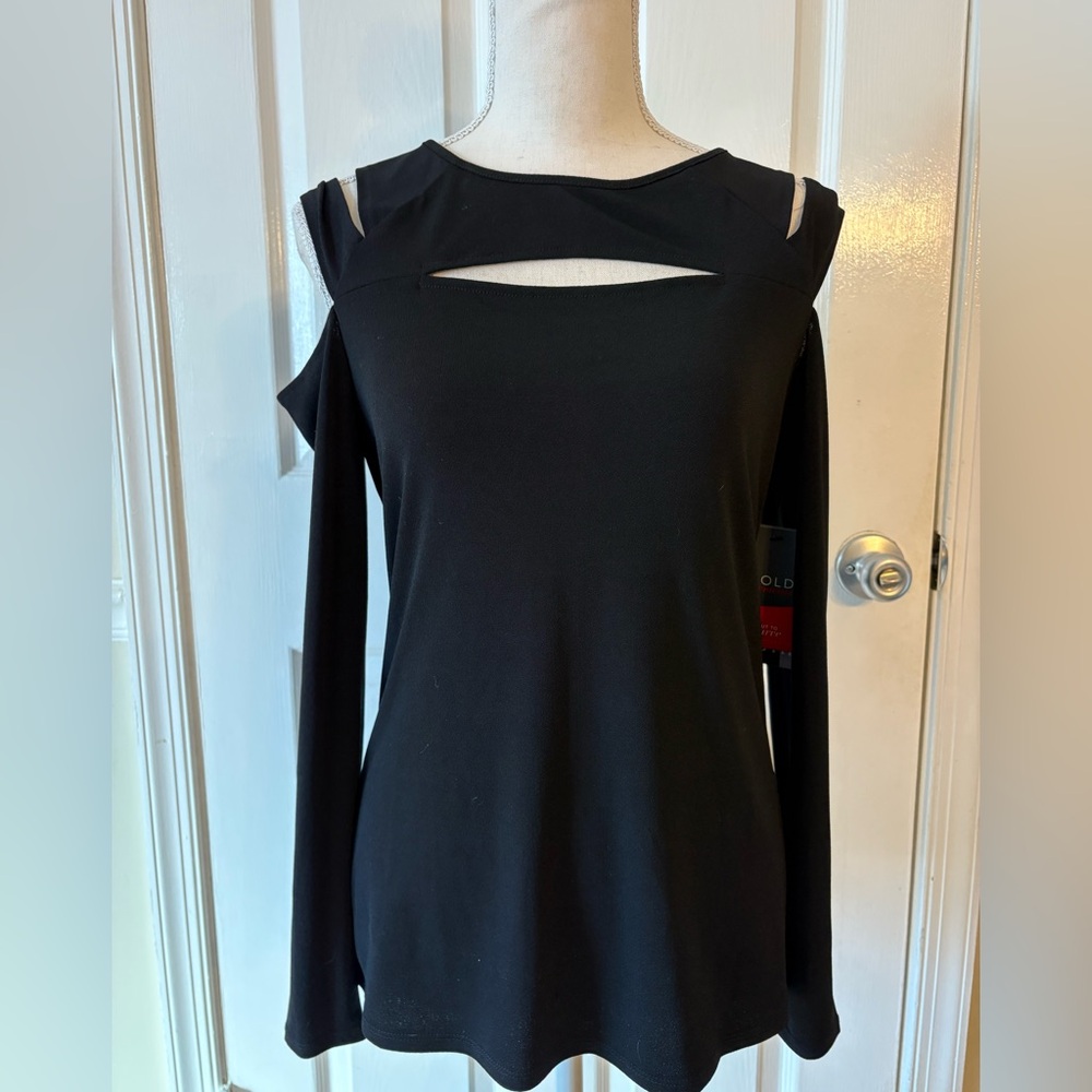 Black Long Sleeve Top with Cutout Design